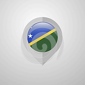 Map Navigation pointer with Solomon Islands flag design vector