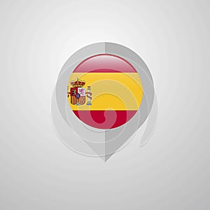 Map Navigation pointer with Spain flag design vector