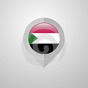 Map Navigation pointer with Sudan flag design vector