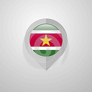 Map Navigation pointer with Suriname flag design vector