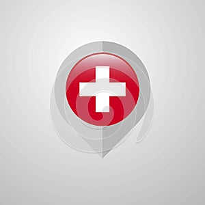 Map Navigation pointer with Switzerland flag design vector