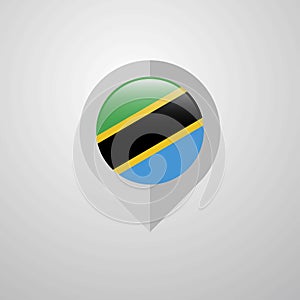 Map Navigation pointer with Tanzania flag design vector