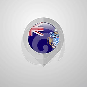 Map Navigation pointer with Tristan da Cunha flag design vector