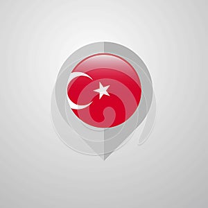 Map Navigation pointer with Turkey flag design vector