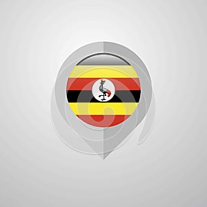 Map Navigation pointer with Uganda flag design vector