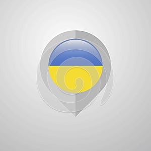 Map Navigation pointer with Ukraine flag design vector