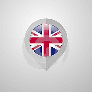 Map Navigation pointer with United Kingdom flag design vector