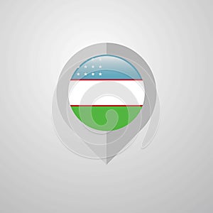 Map Navigation pointer with Uzbekistan flag design vector