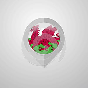 Map Navigation pointer with Wales flag design vector