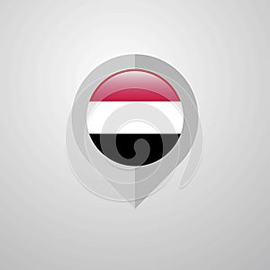 Map Navigation pointer with Yemen flag design vector
