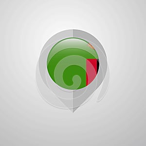 Map Navigation pointer with Zambia flag design vector