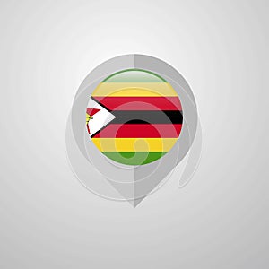 Map Navigation pointer with Zimbabwe flag design vector