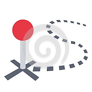 Map navigation red pointer on the road in perspective. Map pin, pointer, marker vector icon. Position, location,