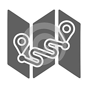 Map, navigation, route icon. Editable gray vector