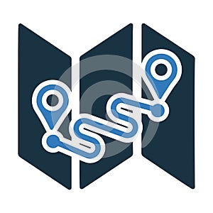 Map, navigation, route icon. Vector graphics