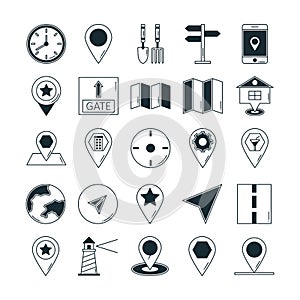 Map and navigation Vector icons can be easily modify or edited