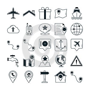 Map and navigation Vector icons can be easily modify or edited