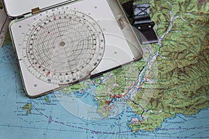 Map and navigational instruments for laying the way