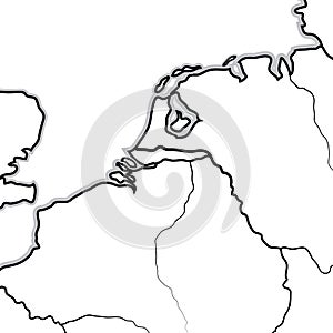 Map of The NETHERLANDISH Lands: The Netherlands, Belgium, Luxembourg (Benelux). Geographic chart.