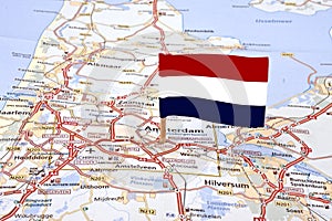 Map from the Netherlands with the dutch flag