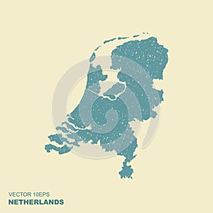 Map of Netherlands in flat style with scuffed effect photo