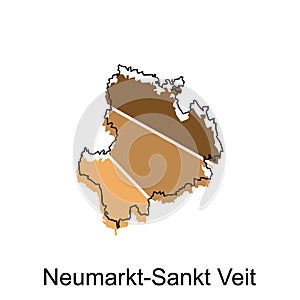Map of Neumarkt Sankt Veit geometric colorful illustration design template, Germany country map on white background vector