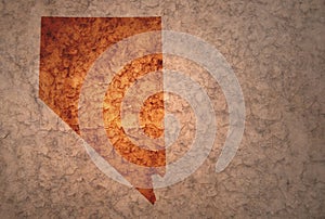Map of nevada state on a old vintage crack paper background