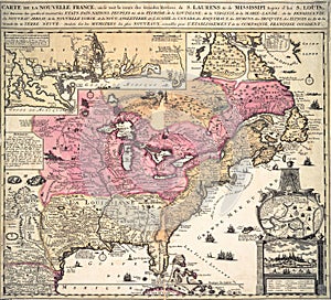 Map of New France in America