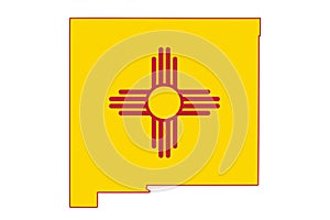 Map of New Mexico in the New Mexico flag colors