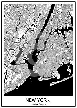 Map of the New York City, NY, USA
