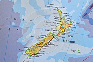 A map of New Zealand with major cities