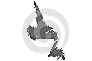 Map of Newfoundland and Labrador on dark slate