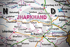 Map of newly formed Jharkhand state in India .