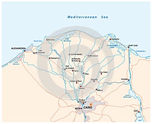 Map of the nile river delta in upper egypt