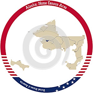 Map of Nome Census Area in Alaska, USA.