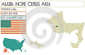 Map of Nome Census Area in Alaska, USA.