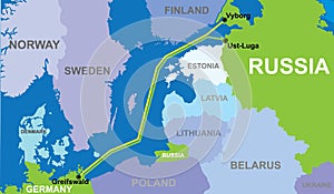 Map of Nord stream 2 vector photo