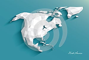 Map of North America. Abstract white polygonal style. Vector