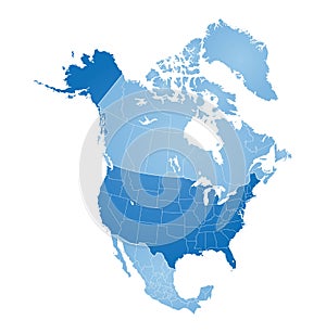 Map of North America with borders