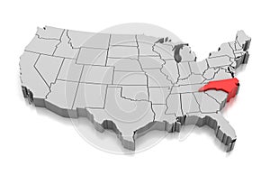 Map of North Carolina state, USA
