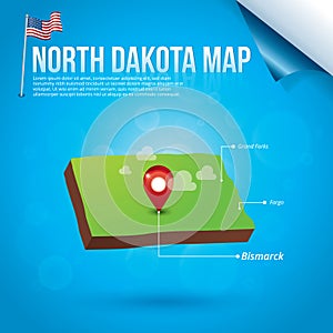 Map of north dakota state. Vector illustration decorative design