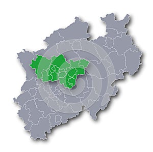 Map of North Rhine-Westphalia and Ruhr area