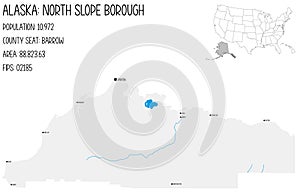 Map of North Slope Borough in Alaska, USA.