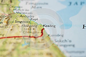 Map of northeastern coastal North Korea Kosong..