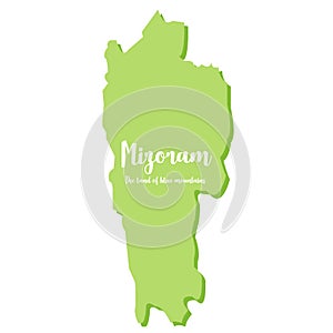 A map of the northeastern state of Mizoram in India. This state is called the land of blue mountains - Vector