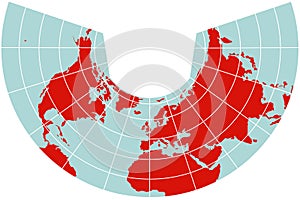 Map of Northern Hemisphere - Albers projection photo