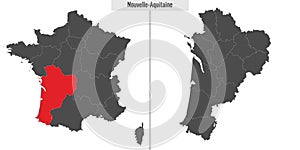 map of Nouvelle-Aquitaine region of France photo