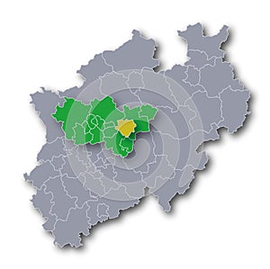 Map of NRW Ruhr area and Dortmund