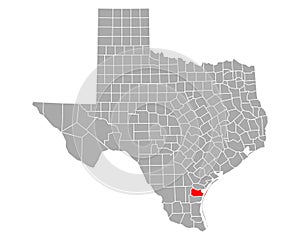 Map of Nueces in Texas