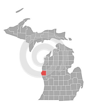 Map of Oceana in Michigan